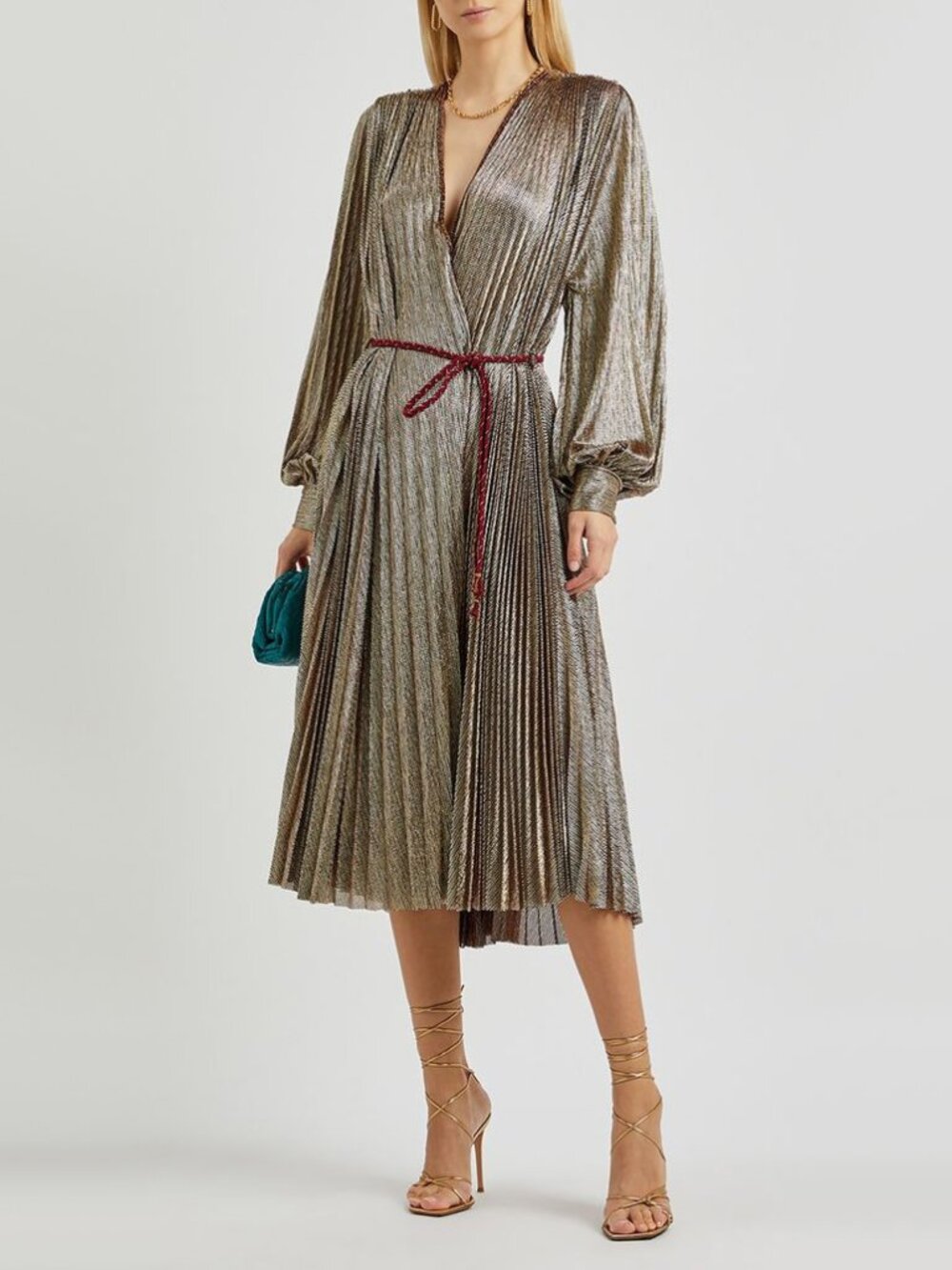 NWT Forte_Forte Pleated Lame Dress in "Platino", size 0 (Fits XS/S)